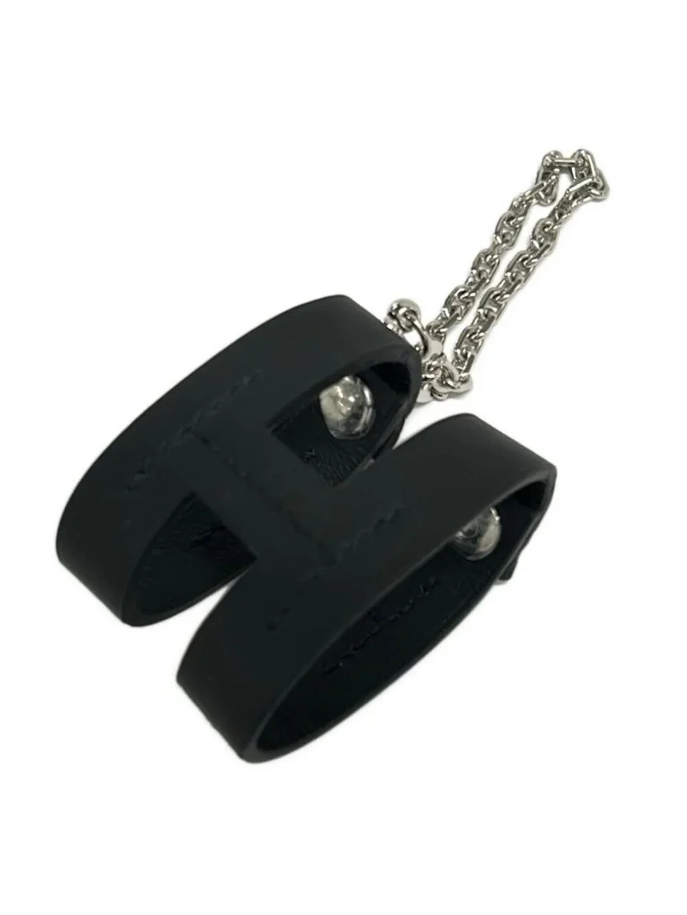 Hermes Black Silver Glove Holder Leather Gloves